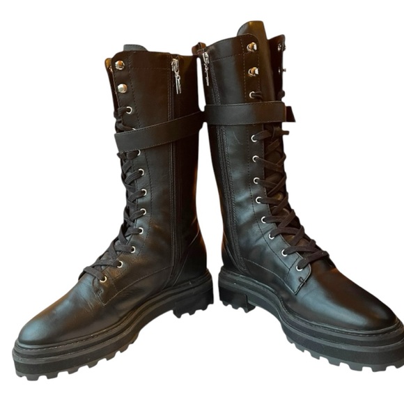 Schutz Moly Tall Combat Military Boots Black Leather Size 8.5 B Free People - Picture 9 of 14